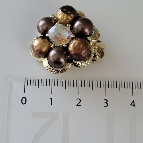 Earrings Vintage Chocolate Gold Tone Clip On Earrings #0213 - Picture 7 of 8